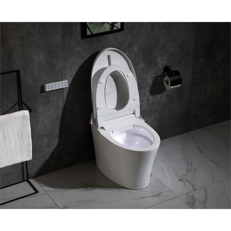 Elegant Kitchen And Bath Smart Round Bidet Toilet In Glossy White