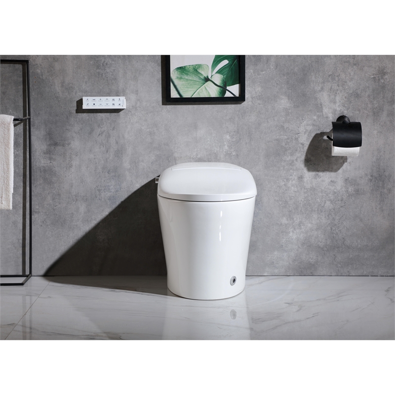 Elegant Kitchen And Bath Smart Round Bidet Toilet In Glossy White