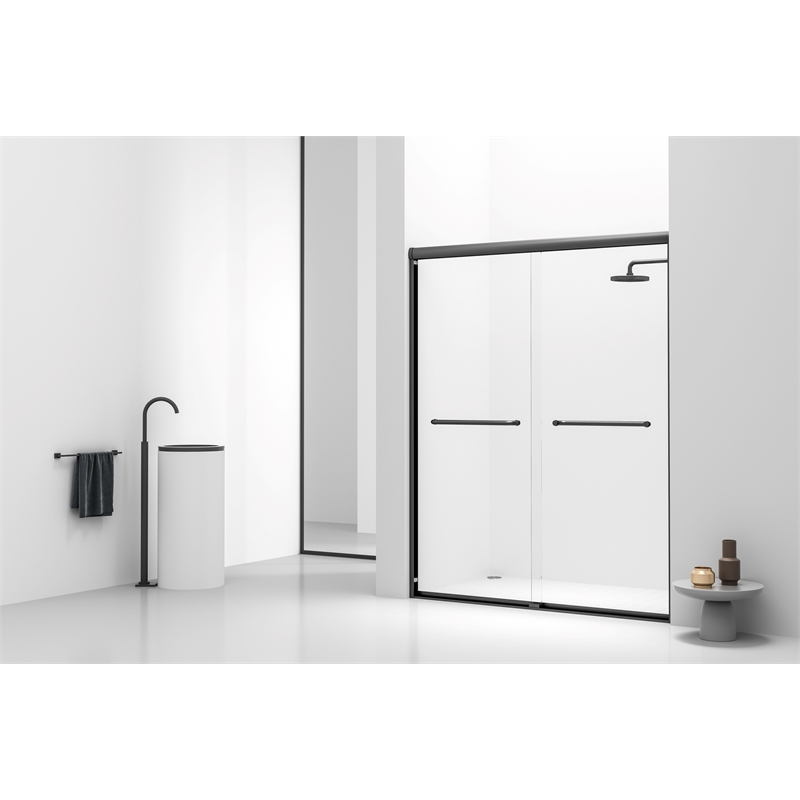 Elegant Kitchen And Bath Semi-Frameless Shower Door 60 X 72 In Brushed Nickel