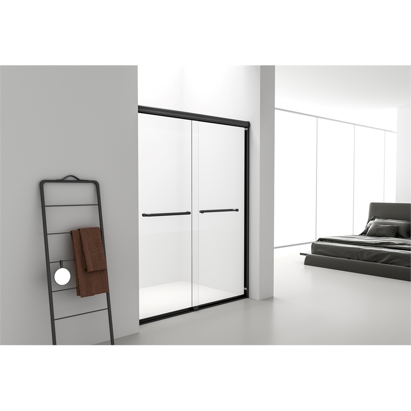 Elegant Kitchen And Bath Semi-Frameless Shower Door 60 X 72 In Brushed Nickel