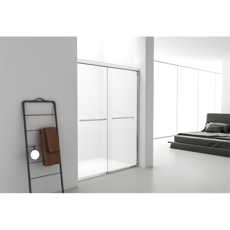 Elegant Kitchen And Bath Semi-Frameless Shower Door 60 X 72 In Matte Black