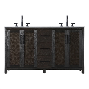 Elegant Kitchen And Bath 60&quot Double Bathroom Vanity In Chocolate Oak