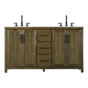 Elegant Kitchen And Bath 60&quot Double Bathroom Vanity In Hazel Oak