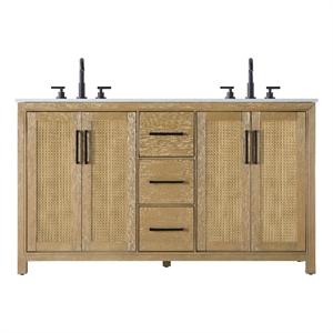 Elegant Kitchen And Bath 60&quot Double Bathroom Vanity In Linen Oak