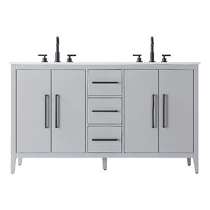 Elegant Kitchen And Bath 60&quot Double Bathroom Vanity In Grey