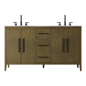 Elegant Kitchen And Bath 60&quot Double Bathroom Vanity In Chestnut Brown