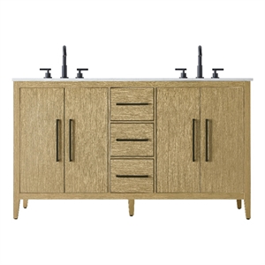 Elegant Kitchen And Bath 60&quot Double Bathroom Vanity In Honey Brown