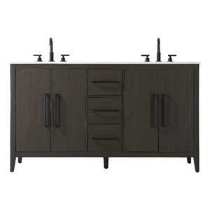 Elegant Kitchen And Bath 60&quot Double Bathroom Vanity In Mocha Brown