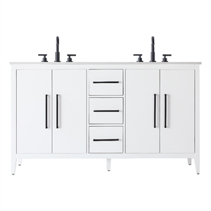 Elegant Kitchen And Bath 60&quot Double Bathroom Vanity In White