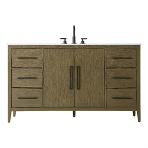 Elegant Kitchen And Bath 60&quot Single Bathroom Vanity In Chestnut Brown