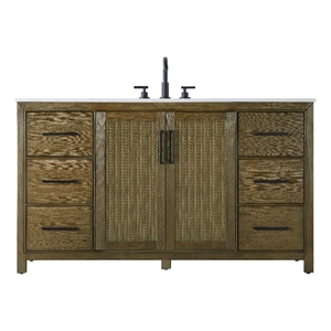 Elegant Kitchen And Bath 60&quot Single Bathroom Vanity In Hazel Oak