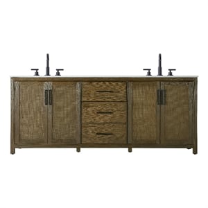 Elegant Kitchen And Bath 84&quot Double Bathroom Vanity In Hazel Oak