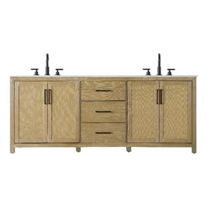 Elegant Kitchen And Bath 84&quot Double Bathroom Vanity In Linen Oak