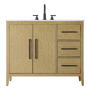 Elegant Kitchen And Bath 42&quot Single Bathroom Vanity In  Honey Brown