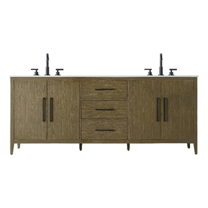 Elegant Kitchen And Bath 84&quot Double Bathroom Vanity In Chestnut Brown