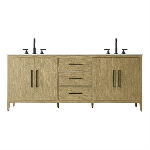Elegant Kitchen And Bath 84&quot Double Bathroom Vanity In Honey Brown