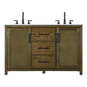 Elegant Kitchen And Bath 54&quot Double Bathroom Vanity In Hazel Oak