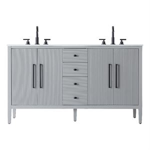 Elegant Kitchen And Bath 60&quot Double Bathroom Vanity In Grey