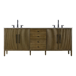 Elegant Kitchen And Bath 84&quot Double Bathroom Vanity In Hazel Oak