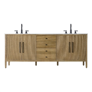 Elegant Kitchen And Bath 84&quot Double Bathroom Vanity In Linen Oak