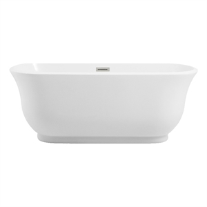 Elegant Kitchen And Bath 59&quot Soaking Bathtub In Glossy White With Brushed Nickel