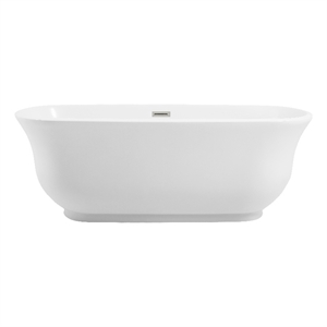 Elegant Kitchen And Bath 67&quot Soaking Bathtub In Glossy White With Brushed Nickel