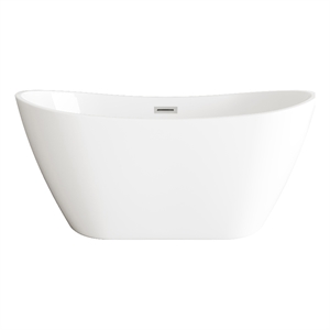 Elegant Kitchen And Bath 59&quot Soaking Bathtub In Glossy White With Brushed Nickel