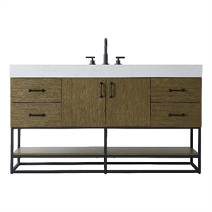 Elegant Kitchen And Bath 60&quot Single Bathroom Vanity In Chestnut Brown