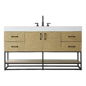Elegant Kitchen And Bath 60&quot Single Bathroom Vanity In Honey Brown