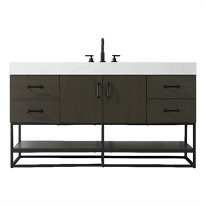 Elegant Kitchen And Bath 60&quot Single Bathroom Vanity In Mocha Brown