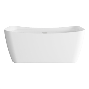Elegant Kitchen And Bath 59&quot Soaking Bathtub In Glossy White With Brushed Nickel