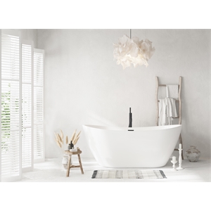 Elegant Kitchen And Bath 59&quot Soaking Bathtub In Glossy White With Matte Black