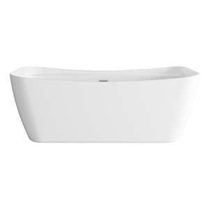 Elegant Kitchen And Bath 67&quot Soaking Bathtub In Glossy White With Brushed Nickel