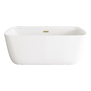 Elegant Kitchen And Bath 59&quot Soaking Bathtub In Glossy White With Brushed Gold