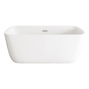 Elegant Kitchen And Bath 59&quot Soaking Bathtub In Glossy White With Brushed Nickel