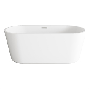 Elegant Kitchen And Bath 59&quot Soaking Bathtub In Glossy White With Brushed Nickel