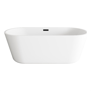 Elegant Kitchen And Bath 65&quot Soaking Bathtub In Glossy White With Matte Black