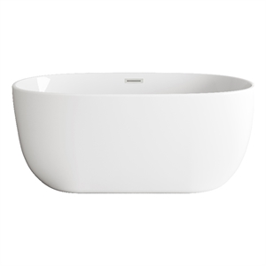 Elegant Kitchen And Bath 54&quot Soaking Bathtub In Glossy White With Brushed Nickel