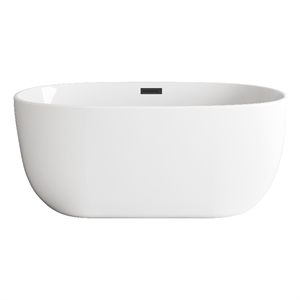 Elegant Kitchen And Bath 54&quot Soaking Bathtub In Glossy White With Matte Black