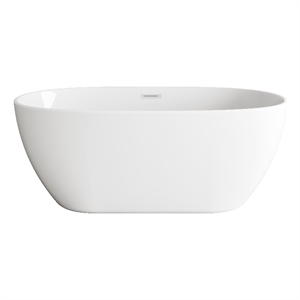 Elegant Kitchen And Bath 59&quot Soaking Bathtub In Glossy White With Brushed Nickel