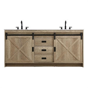 Elegant Kitchen And Bath Austin 72&quot Double Bathroom Vanity in Natural Oak