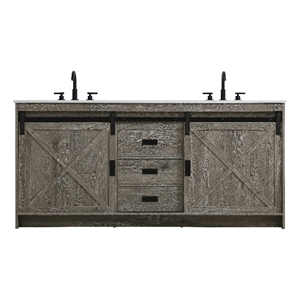 Elegant Kitchen And Bath Austin 72&quot Double Bathroom Vanity in Rustic Grey