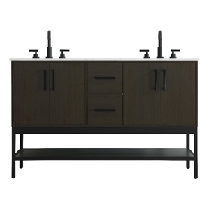 Elegant Kitchen And Bath 54&quot Double Bathroom Vanity in Mocha Brown