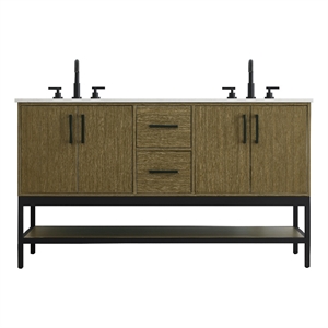 Elegant Kitchen And Bath 60&quot Double Bathroom Vanity in Chestnut Brown