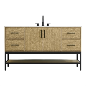 Elegant Kitchen And Bath 60&quot Single Bathroom Vanity in Honey Brown