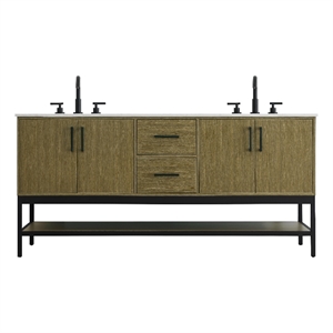 Elegant Kitchen And Bath 72&quot Double Bathroom Vanity in Chestnut Brown