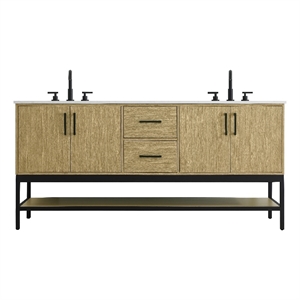 Elegant Kitchen And Bath 72&quot Double Bathroom Vanity in Honey Brown