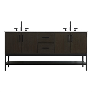 Elegant Kitchen And Bath 72&quot Double Bathroom Vanity in Mocha Brown