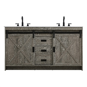 Elegant Kitchen And Bath Austin 60&quot Double Bathroom Vanity in Rustic Grey