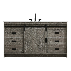Elegant Kitchen And Bath Austin 60&quot Single Bathroom Vanity in Rustic Grey